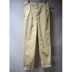 Amendi Organic Cotton Pleated Chino Pants Men's 30x30 Cream Straight Leg